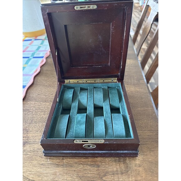 Vintage Bombay Company Mahogany Jewelry Watch Box 2000 Wood No Key - Picture 2 of 4